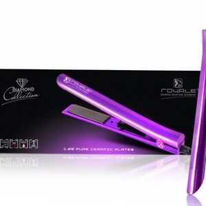 Royal Diamond Collection 1.25” Deep Purple Pure Ceramic Plate Flat Iron NIB